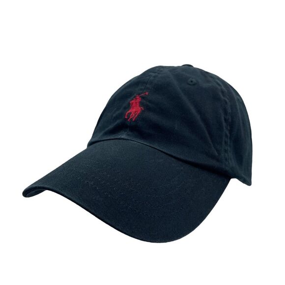 Polo Ralph Lauren Hat Cap Strapback Black Red Pony Logo Back - Picture 3 of 6